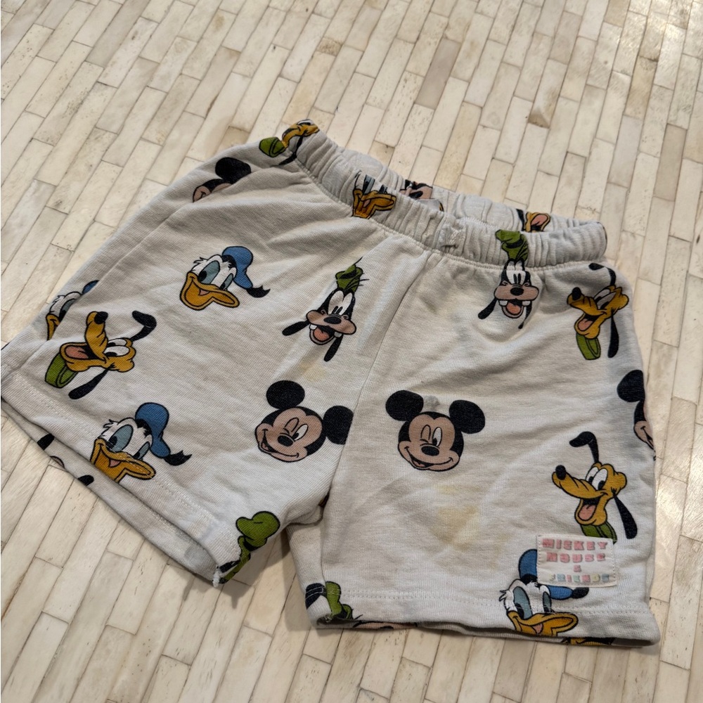 Disney Zara Kids Cartoon Print Shorts - White and Black